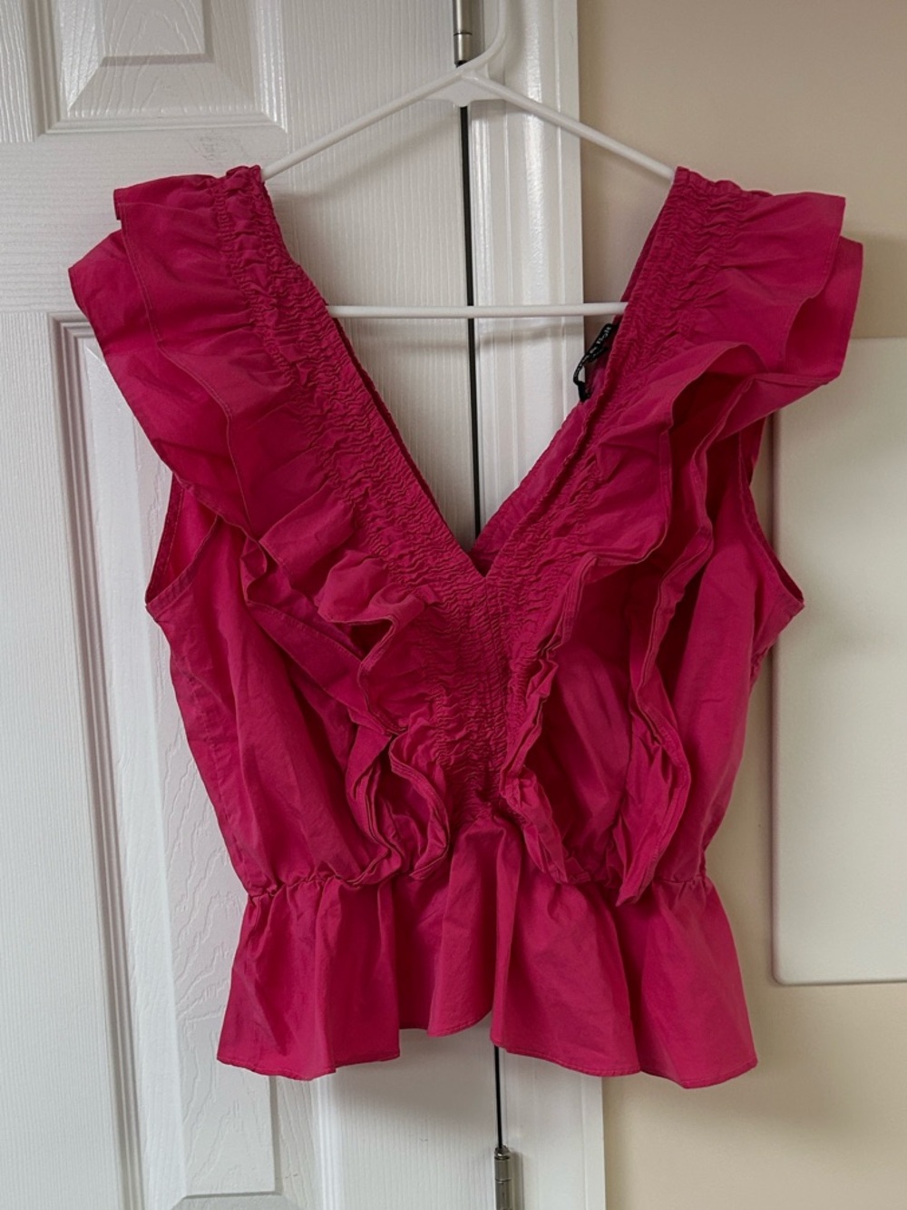 Strut & Bolt Ruffle V Neck Sleeveless Top Blouse